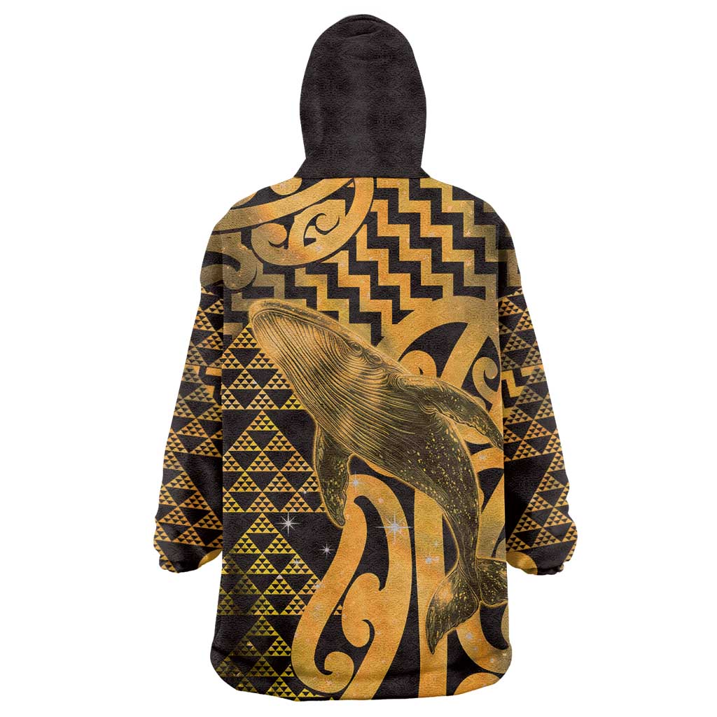 Humpback Whale Matariki New Zealand Wearable Blanket Hoodie NZ Maori Paikea Poutama Luxury Gold