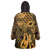 Humpback Whale Matariki New Zealand Wearable Blanket Hoodie NZ Maori Paikea Poutama Luxury Gold