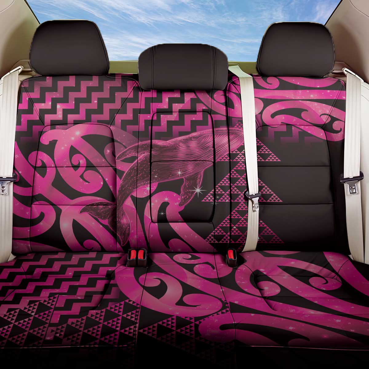 Humpback Whale Matariki New Zealand Back Car Seat Cover NZ Maori Paikea Poutama Luxury Pink