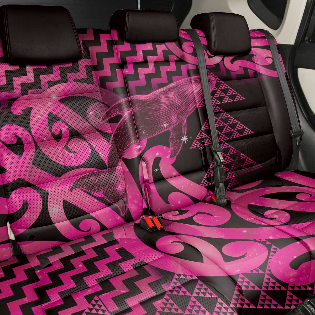 Humpback Whale Matariki New Zealand Back Car Seat Cover NZ Maori Paikea Poutama Luxury Pink