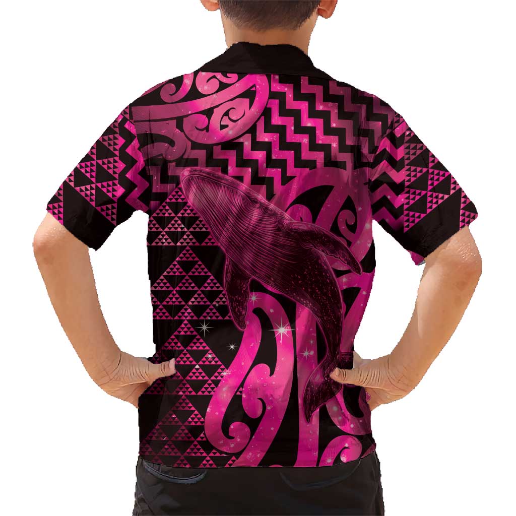 Humpback Whale Matariki New Zealand Family Matching Summer Maxi Dress and Hawaiian Shirt NZ Maori Paikea Poutama Luxury Pink