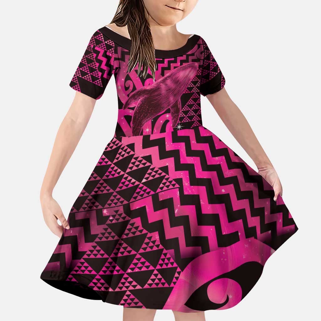 Humpback Whale Matariki New Zealand Family Matching Summer Maxi Dress and Hawaiian Shirt NZ Maori Paikea Poutama Luxury Pink