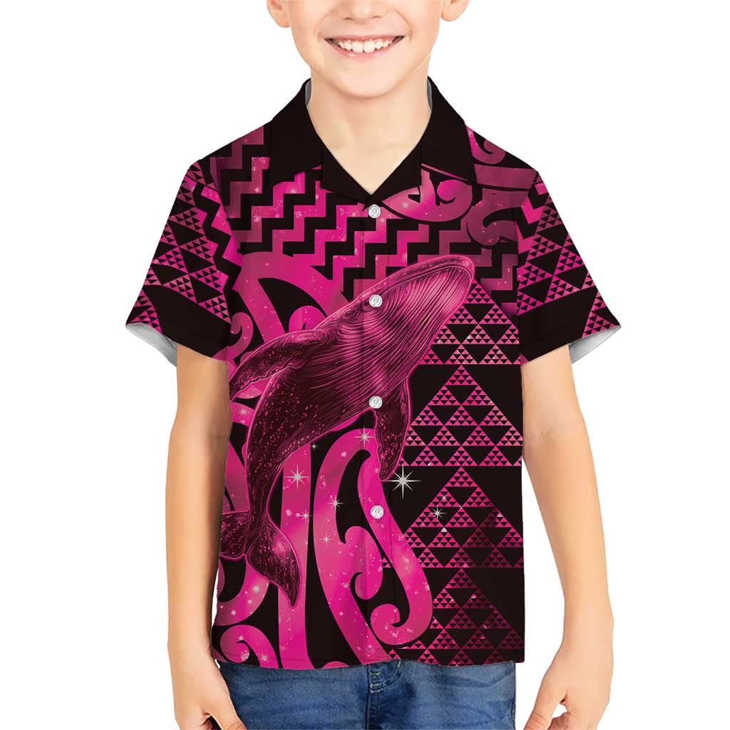 Humpback Whale Matariki New Zealand Family Matching Summer Maxi Dress and Hawaiian Shirt NZ Maori Paikea Poutama Luxury Pink