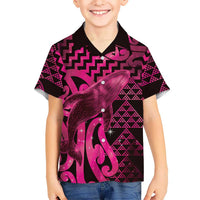 Humpback Whale Matariki New Zealand Family Matching Summer Maxi Dress and Hawaiian Shirt NZ Maori Paikea Poutama Luxury Pink