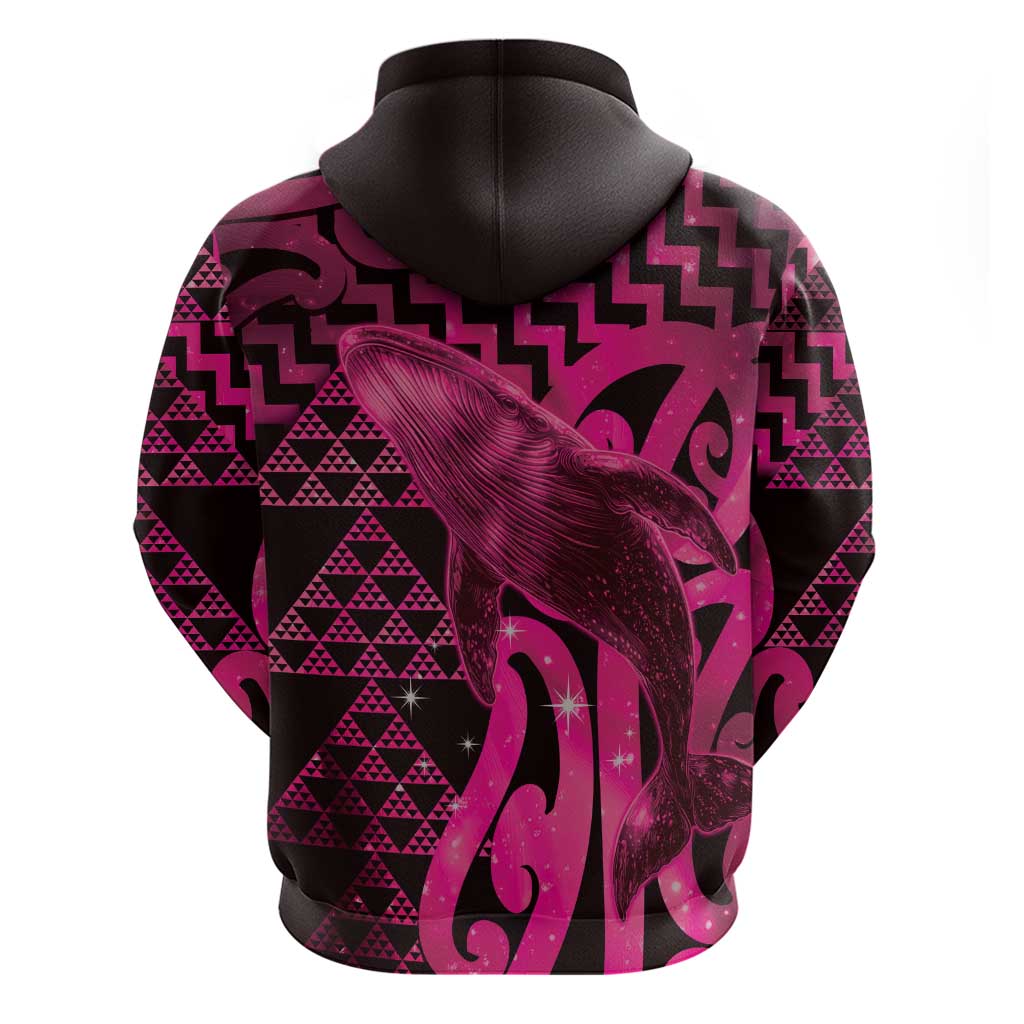 Humpback Whale Matariki New Zealand Hoodie NZ Maori Paikea Poutama Luxury Pink