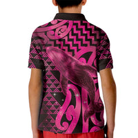 Humpback Whale Matariki New Zealand Kid Polo Shirt NZ Maori Paikea Poutama Luxury Pink