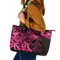 Humpback Whale Matariki New Zealand Leather Tote Bag NZ Maori Paikea Poutama Luxury Pink