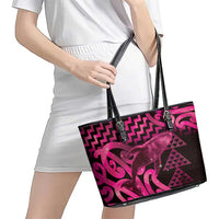 Humpback Whale Matariki New Zealand Leather Tote Bag NZ Maori Paikea Poutama Luxury Pink
