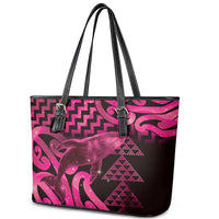 Humpback Whale Matariki New Zealand Leather Tote Bag NZ Maori Paikea Poutama Luxury Pink