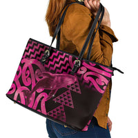 Humpback Whale Matariki New Zealand Leather Tote Bag NZ Maori Paikea Poutama Luxury Pink
