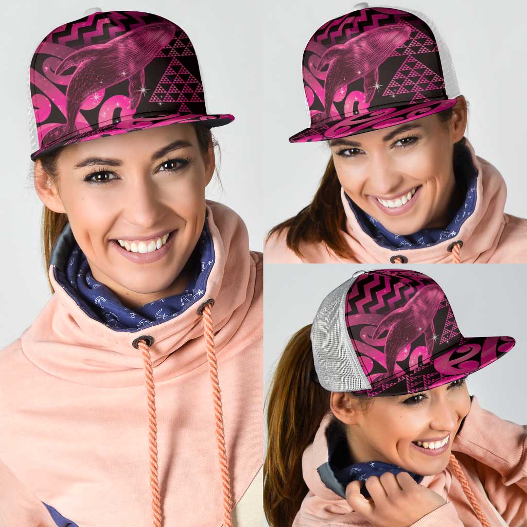 Humpback Whale Matariki New Zealand Mesh Trucker Cap NZ Maori Paikea Poutama Luxury Pink
