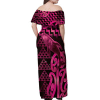 Humpback Whale Matariki New Zealand Off Shoulder Maxi Dress NZ Maori Paikea Poutama Luxury Pink