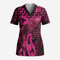 Humpback Whale Matariki New Zealand Scrub Top NZ Maori Paikea Poutama Luxury Pink