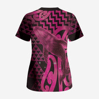 Humpback Whale Matariki New Zealand Scrub Top NZ Maori Paikea Poutama Luxury Pink