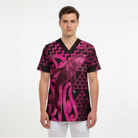 Humpback Whale Matariki New Zealand Scrub Top NZ Maori Paikea Poutama Luxury Pink