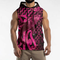 Humpback Whale Matariki New Zealand Sleeveless Hoodie NZ Maori Paikea Poutama Luxury Pink
