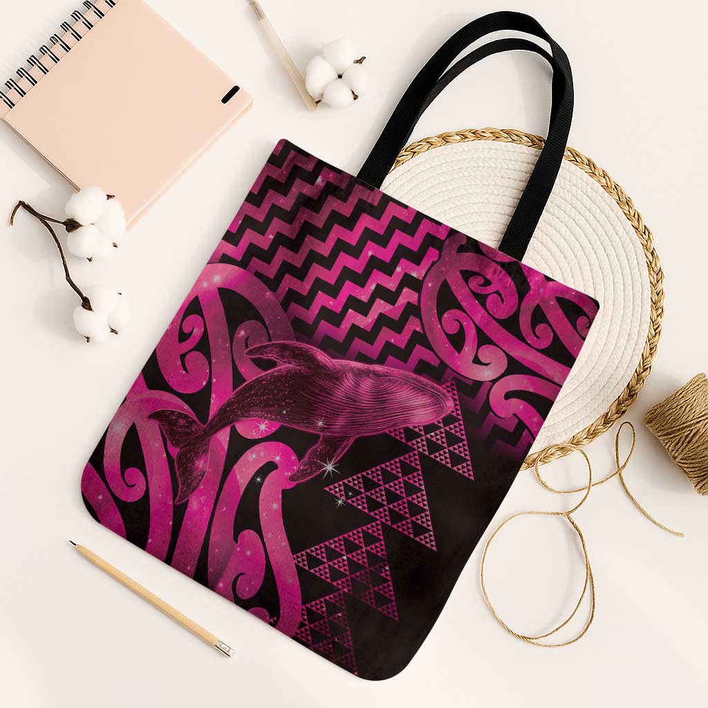 Humpback Whale Matariki New Zealand Tote Bag NZ Maori Paikea Poutama Luxury Pink