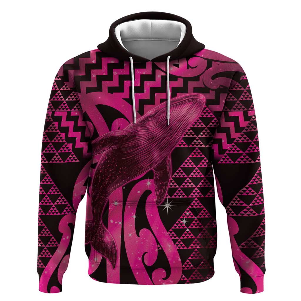 Humpback Whale Matariki New Zealand Zip Hoodie NZ Maori Paikea Poutama Luxury Pink