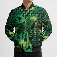Humpback Whale Matariki New Zealand Bomber Puffer Jacket NZ Maori Paikea Poutama Luxury Green