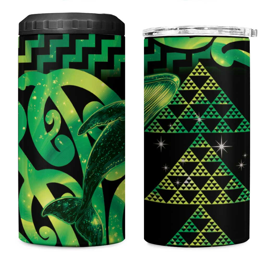 Humpback Whale Matariki New Zealand 4 in 1 Can Cooler Tumbler NZ Maori Paikea Poutama Luxury Green