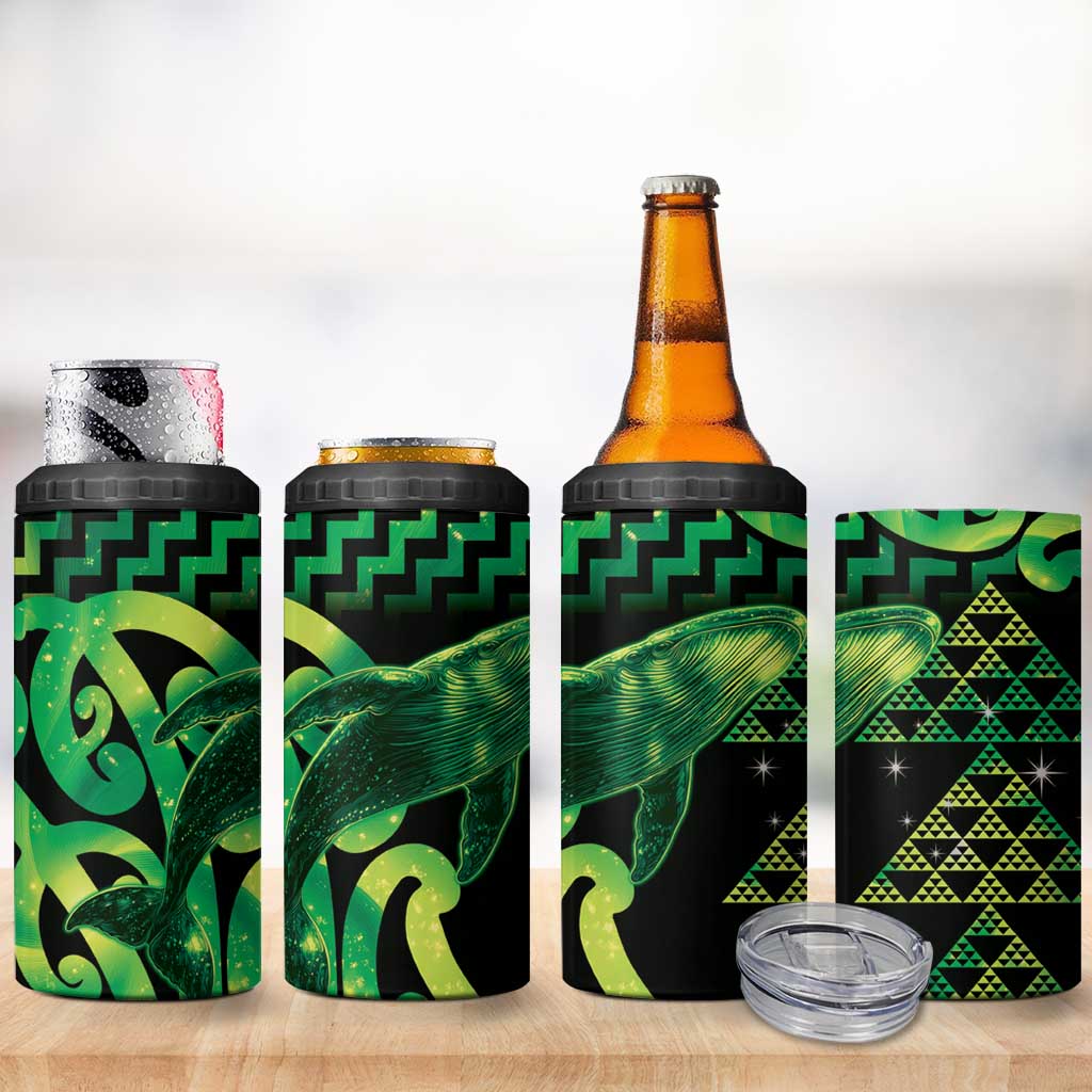 Humpback Whale Matariki New Zealand 4 in 1 Can Cooler Tumbler NZ Maori Paikea Poutama Luxury Green