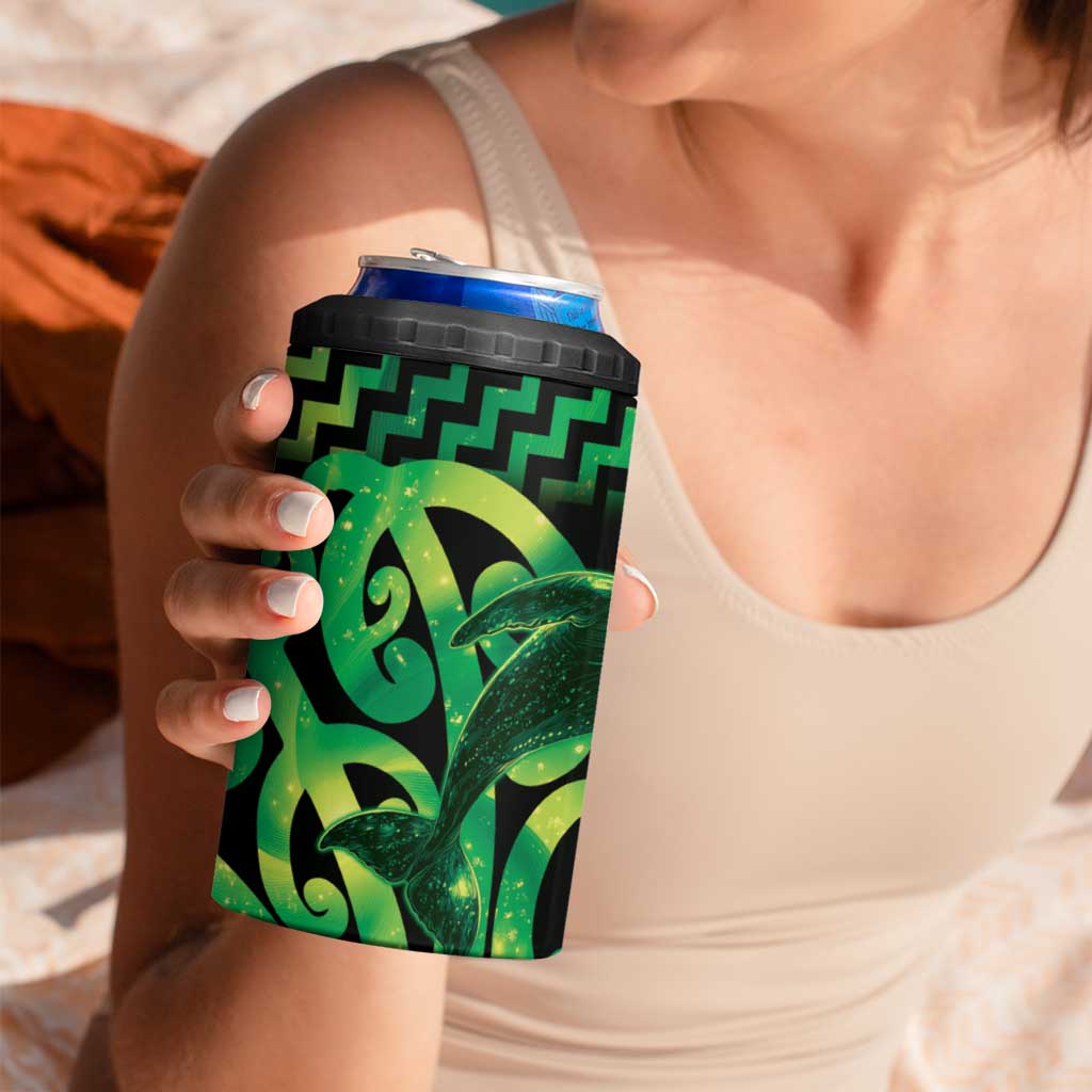 Humpback Whale Matariki New Zealand 4 in 1 Can Cooler Tumbler NZ Maori Paikea Poutama Luxury Green