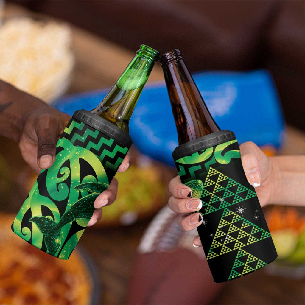 Humpback Whale Matariki New Zealand 4 in 1 Can Cooler Tumbler NZ Maori Paikea Poutama Luxury Green