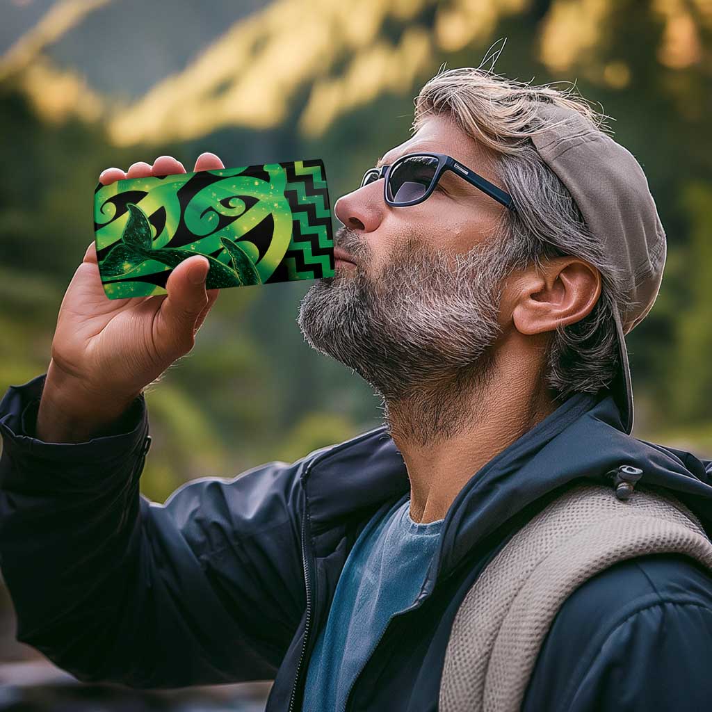 Humpback Whale Matariki New Zealand 4 in 1 Can Cooler Tumbler NZ Maori Paikea Poutama Luxury Green