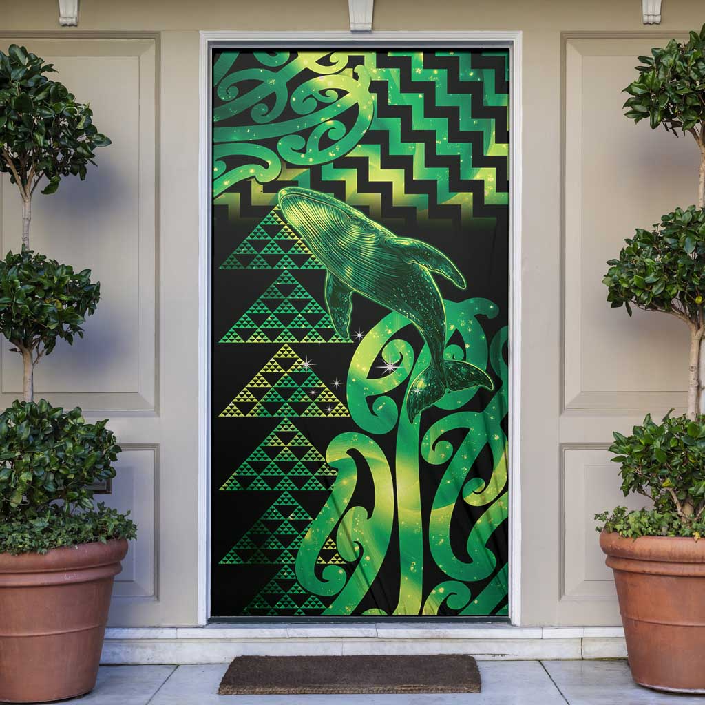 Humpback Whale Matariki New Zealand Door Cover NZ Maori Paikea Poutama Luxury Green