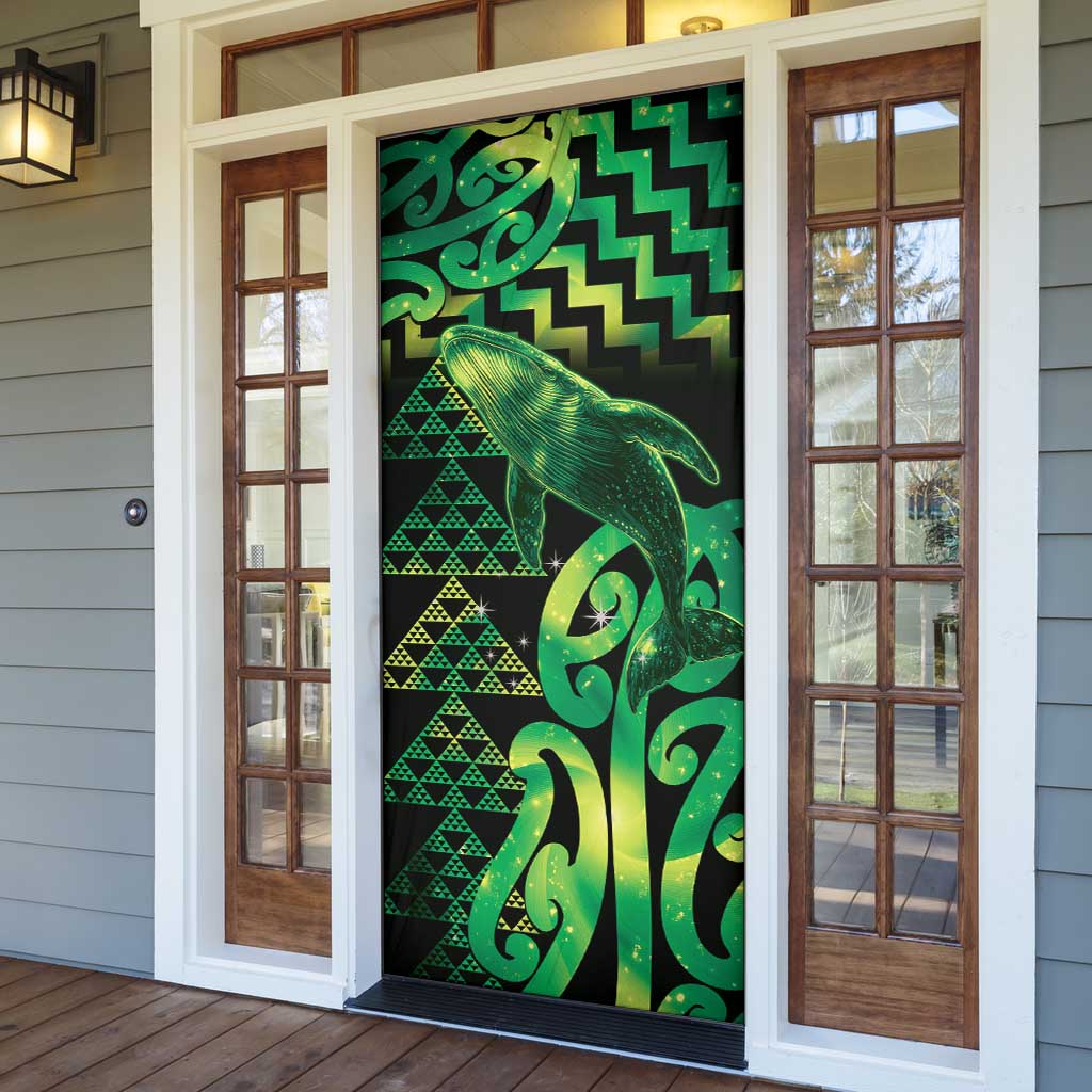 Humpback Whale Matariki New Zealand Door Cover NZ Maori Paikea Poutama Luxury Green