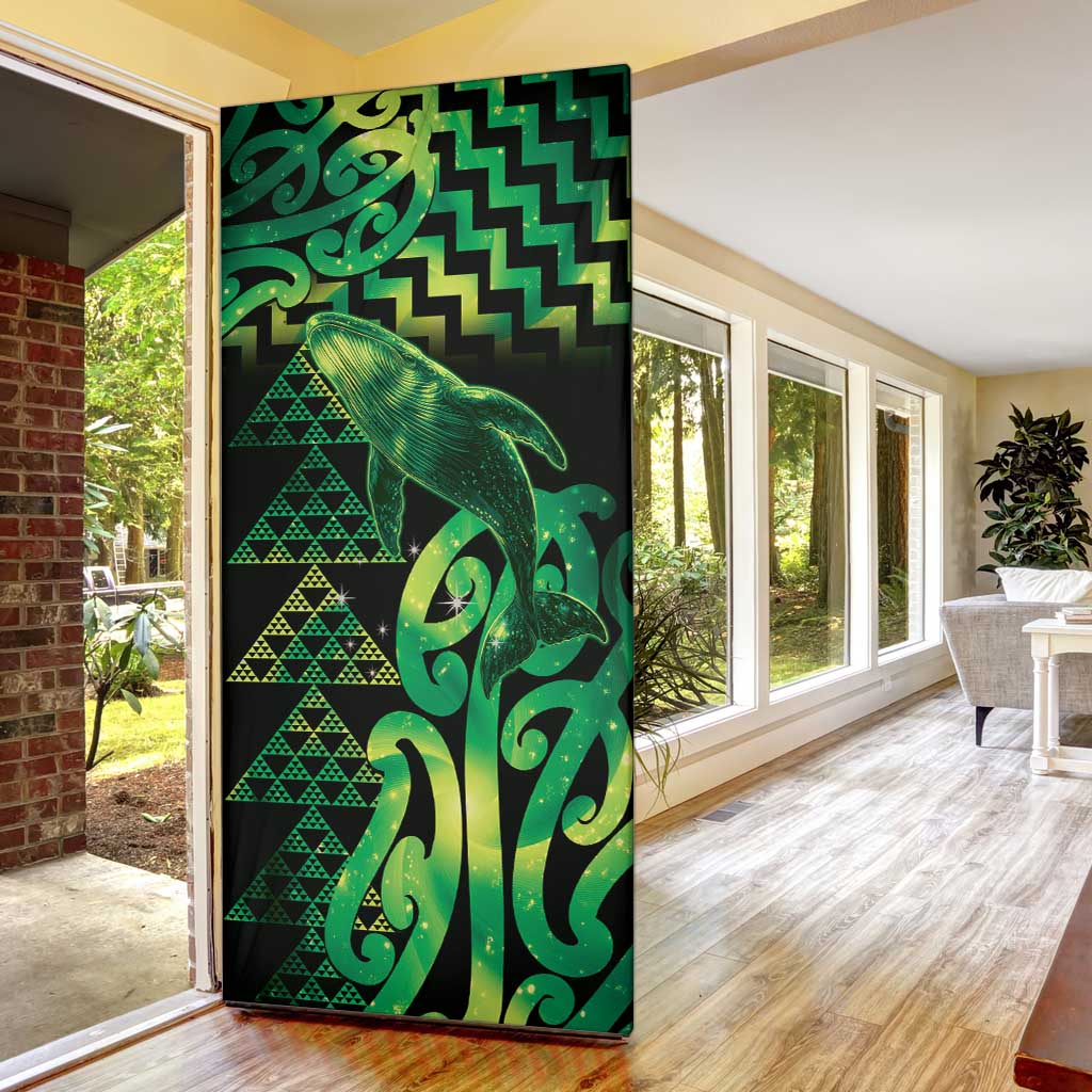 Humpback Whale Matariki New Zealand Door Cover NZ Maori Paikea Poutama Luxury Green