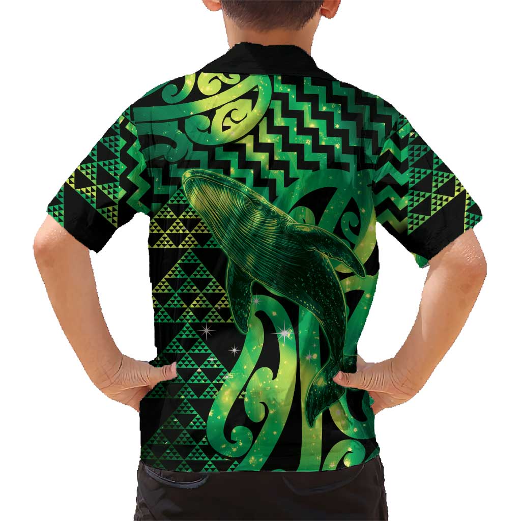 Humpback Whale Matariki New Zealand Family Matching Tank Maxi Dress and Hawaiian Shirt NZ Maori Paikea Poutama Luxury Green