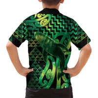 Humpback Whale Matariki New Zealand Family Matching Tank Maxi Dress and Hawaiian Shirt NZ Maori Paikea Poutama Luxury Green