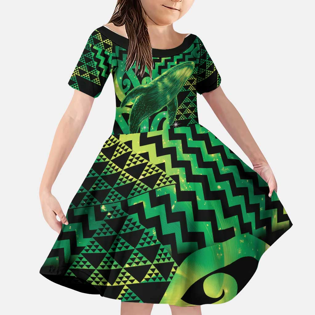 Humpback Whale Matariki New Zealand Family Matching Tank Maxi Dress and Hawaiian Shirt NZ Maori Paikea Poutama Luxury Green