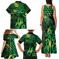 Humpback Whale Matariki New Zealand Family Matching Tank Maxi Dress and Hawaiian Shirt NZ Maori Paikea Poutama Luxury Green