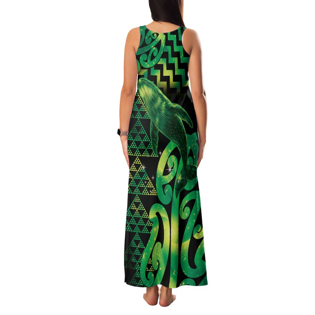 Humpback Whale Matariki New Zealand Family Matching Tank Maxi Dress and Hawaiian Shirt NZ Maori Paikea Poutama Luxury Green
