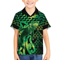 Humpback Whale Matariki New Zealand Family Matching Tank Maxi Dress and Hawaiian Shirt NZ Maori Paikea Poutama Luxury Green