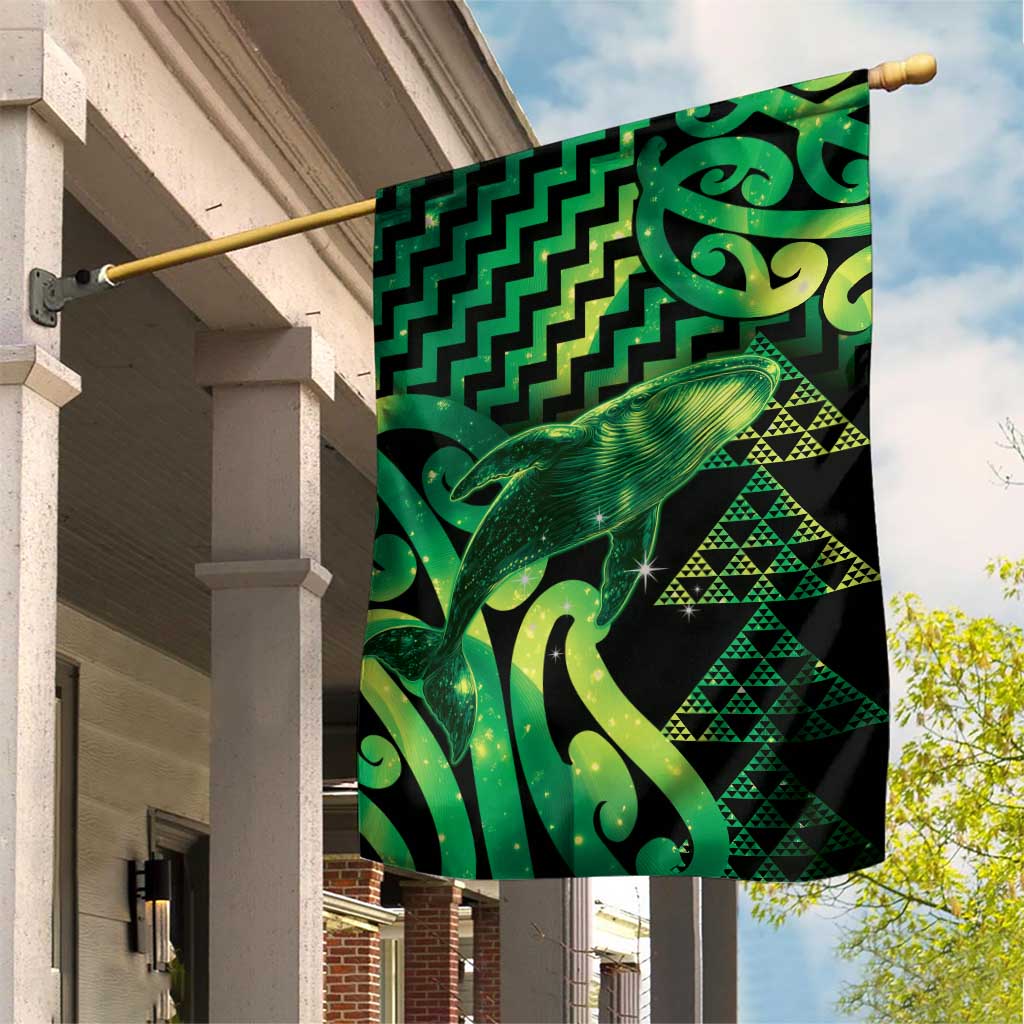 Humpback Whale Matariki New Zealand Garden Flag NZ Maori Paikea Poutama Luxury Green