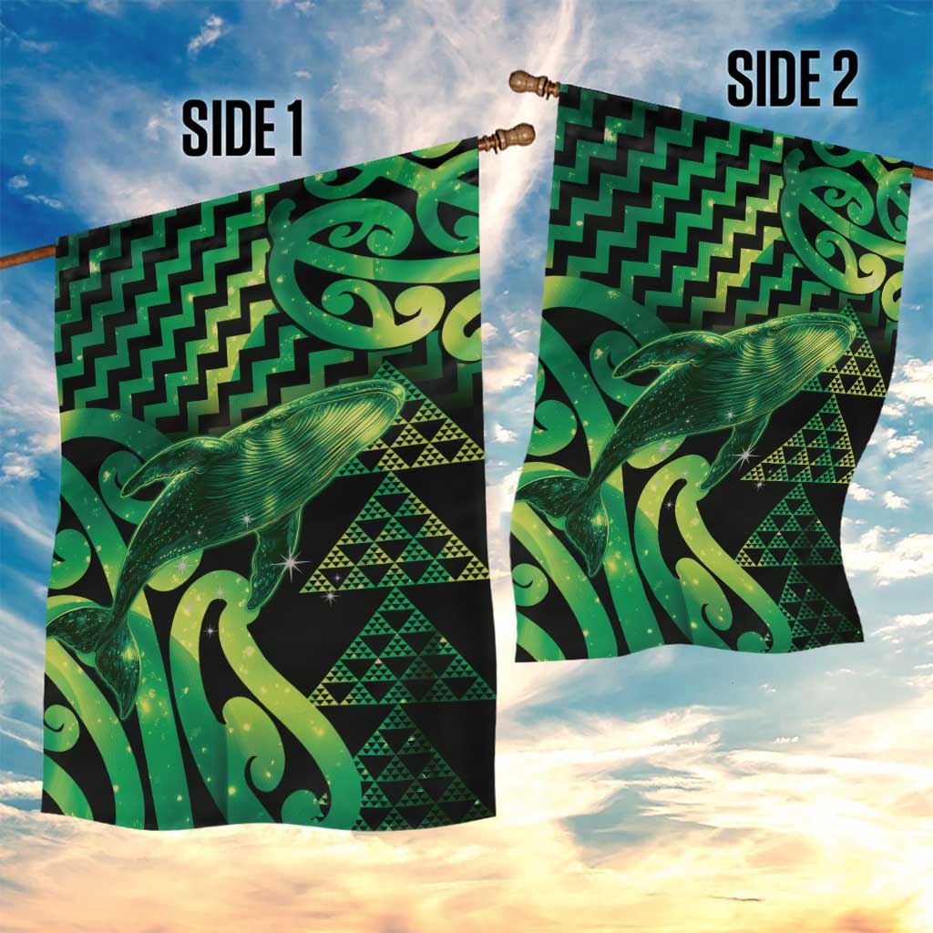 Humpback Whale Matariki New Zealand Garden Flag NZ Maori Paikea Poutama Luxury Green