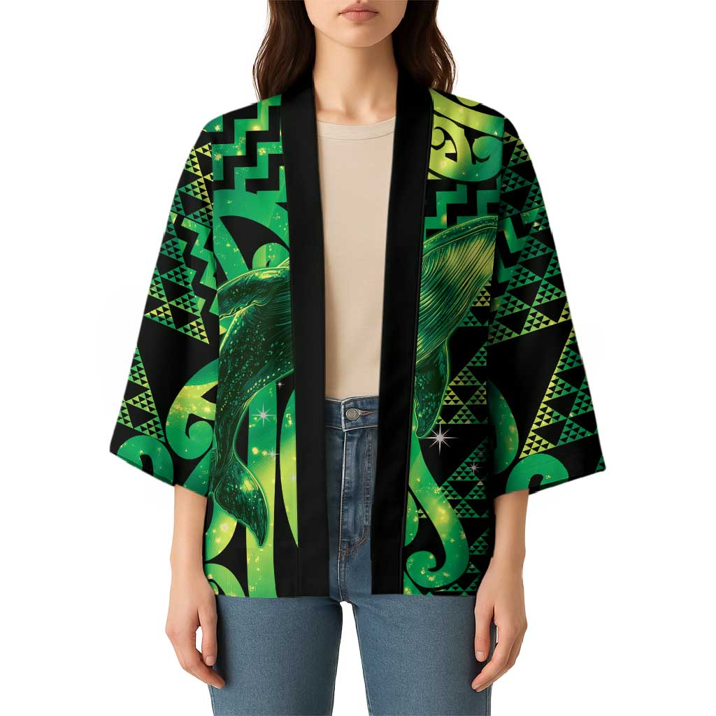 Humpback Whale Matariki New Zealand Kimono NZ Maori Paikea Poutama Luxury Green