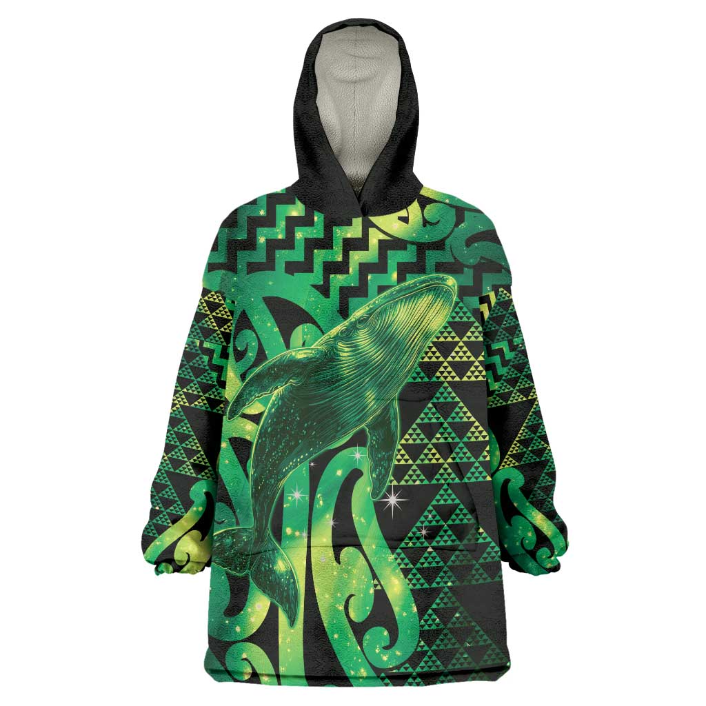 Humpback Whale Matariki New Zealand Wearable Blanket Hoodie NZ Maori Paikea Poutama Luxury Green