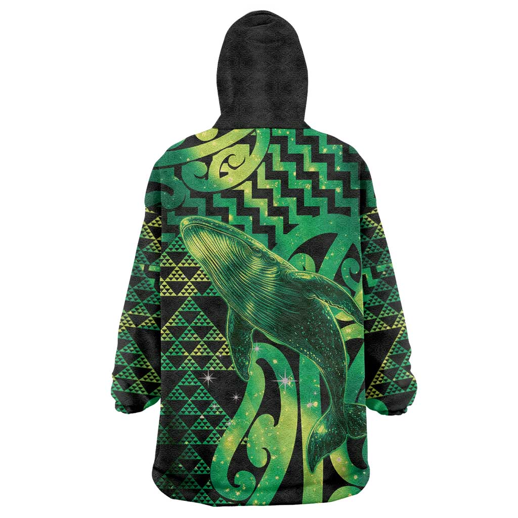 Humpback Whale Matariki New Zealand Wearable Blanket Hoodie NZ Maori Paikea Poutama Luxury Green