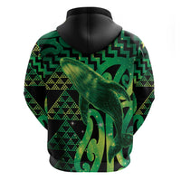 Humpback Whale Matariki New Zealand Zip Hoodie NZ Maori Paikea Poutama Luxury Green LT14 - Polynesian Pride