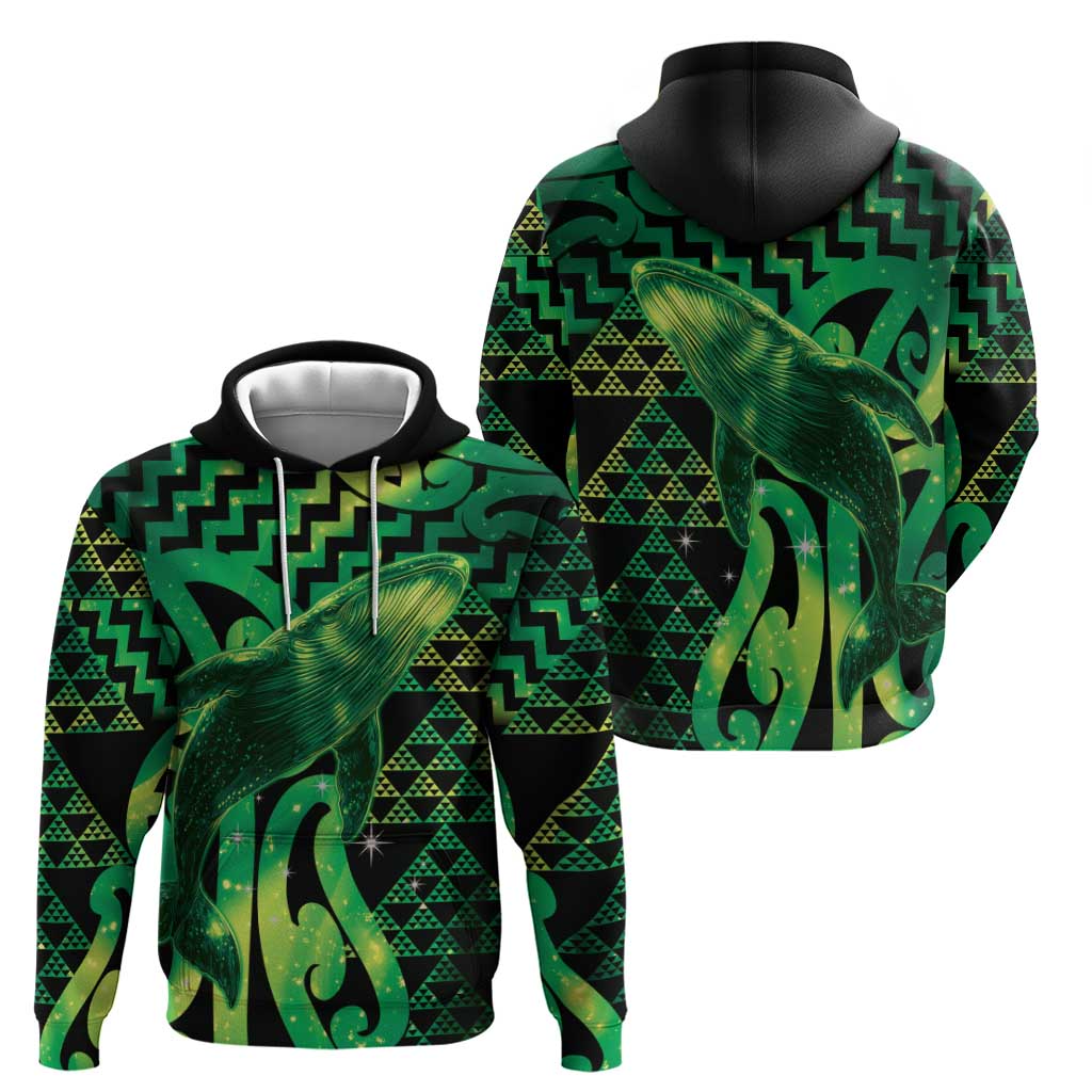Humpback Whale Matariki New Zealand Zip Hoodie NZ Maori Paikea Poutama Luxury Green LT14 - Polynesian Pride
