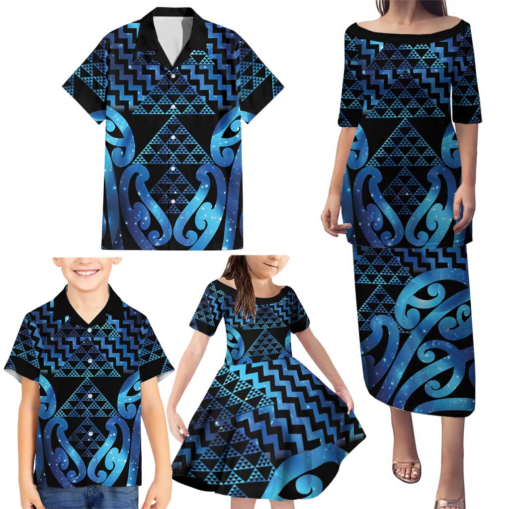 Taniko Motifs Matariki New Zealand Family Matching Puletasi and Hawaiian Shirt NZ Niho Taniwha Poutama LT14 - Polynesian Pride