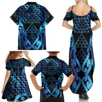 Taniko Motifs Matariki New Zealand Family Matching Summer Maxi Dress and Hawaiian Shirt NZ Niho Taniwha Poutama