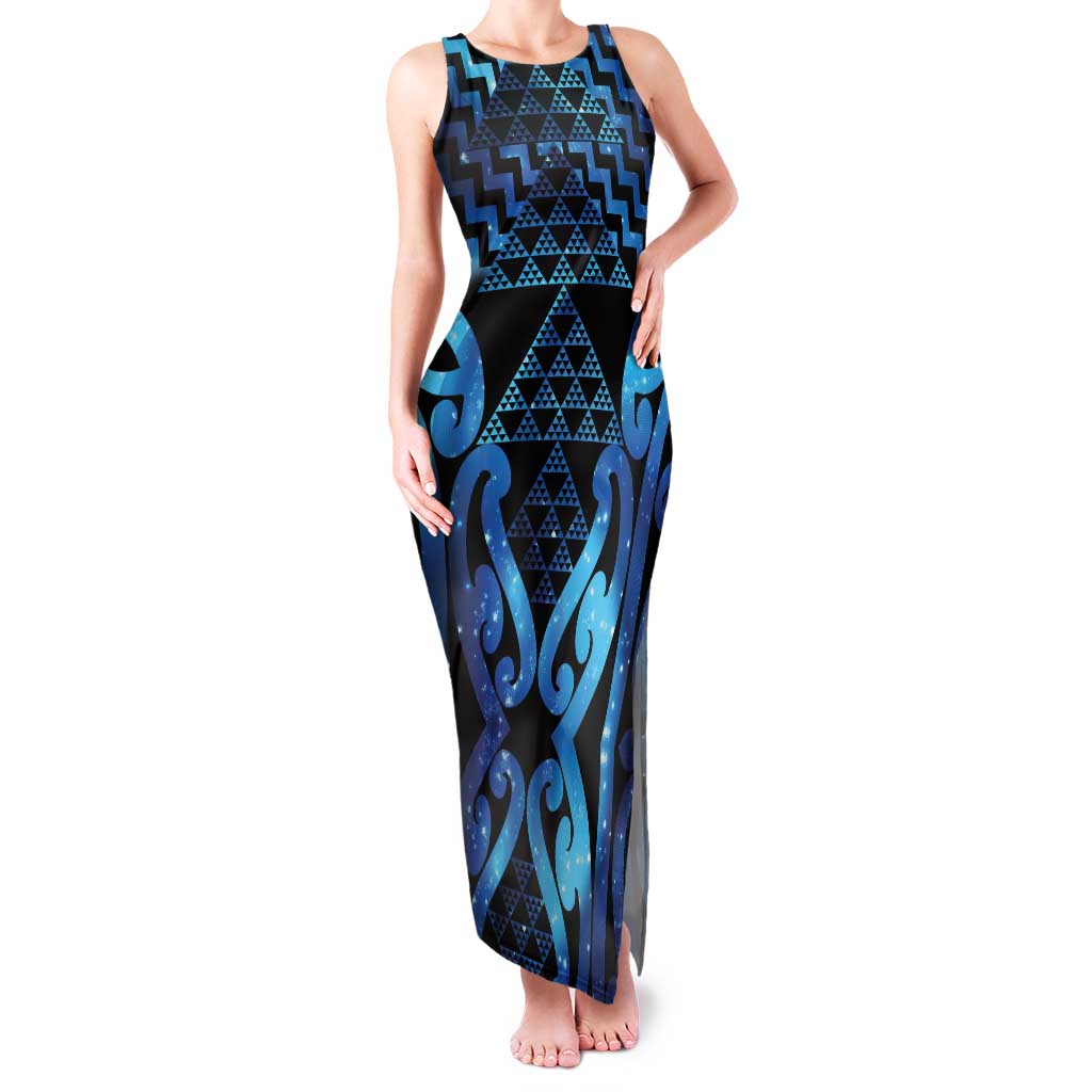 Taniko Motifs Matariki New Zealand Family Matching Tank Maxi Dress and Hawaiian Shirt NZ Niho Taniwha Poutama