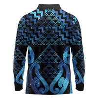 Taniko Motifs Matariki New Zealand Long Sleeve Polo Shirt NZ Niho Taniwha Poutama