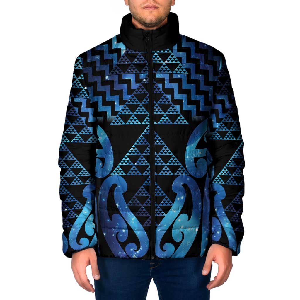 Taniko Motifs Matariki New Zealand Padded Jacket NZ Niho Taniwha Poutama