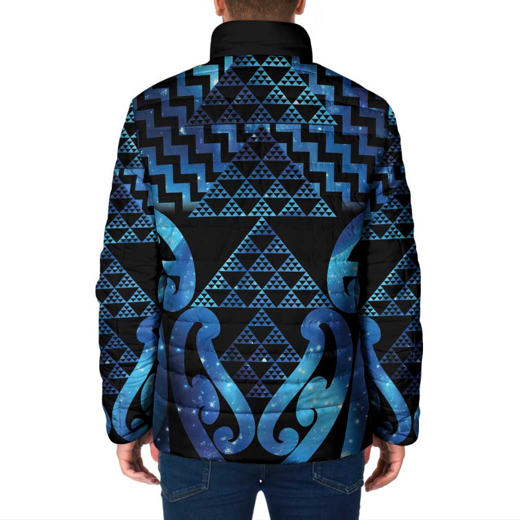 Taniko Motifs Matariki New Zealand Padded Jacket NZ Niho Taniwha Poutama